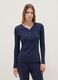 Blue pure cotton long-sleeve top in regular fit with Henley collar_0
