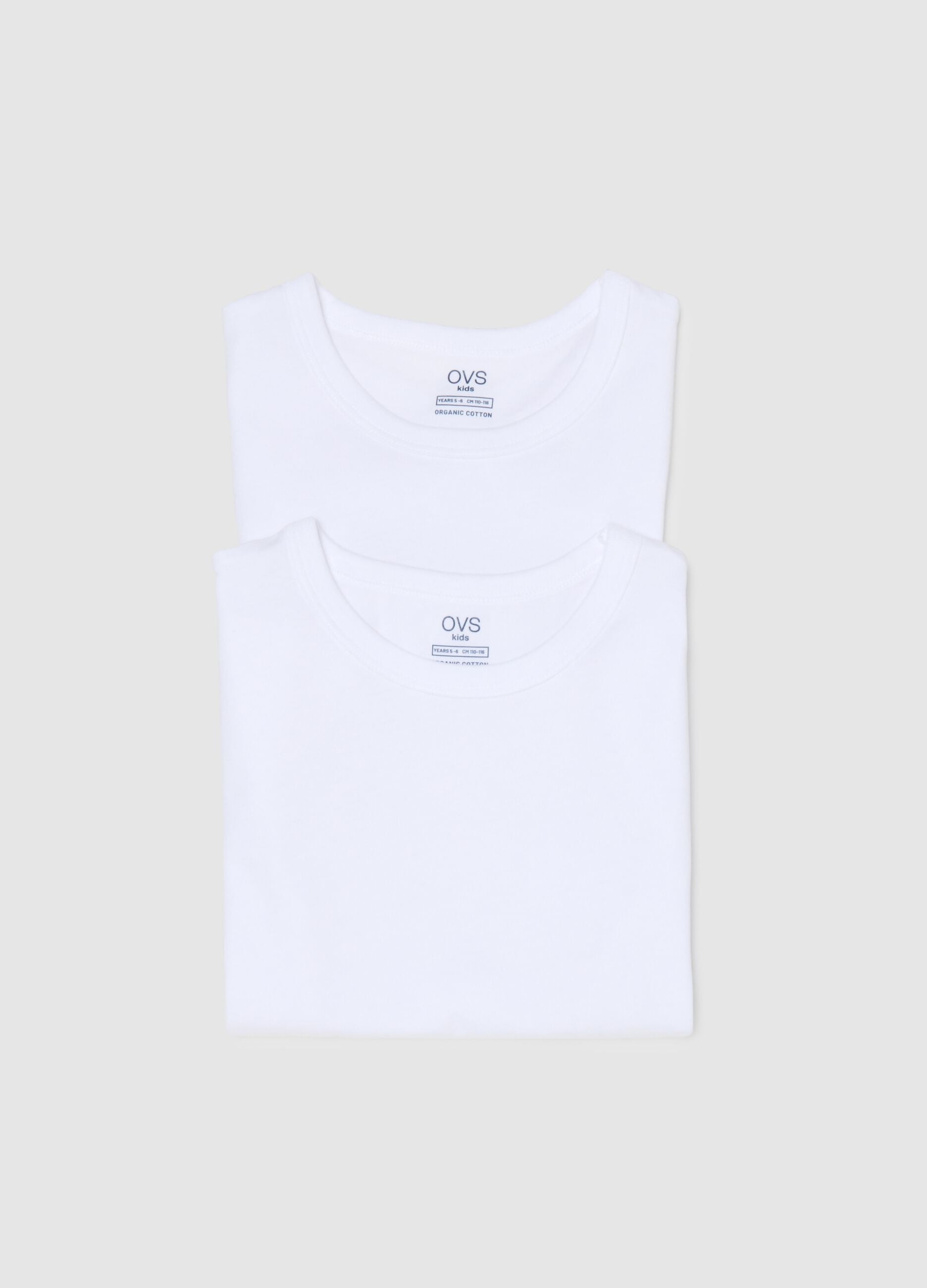 Pack of two white kids' t-shirts in pure cotton regular fit