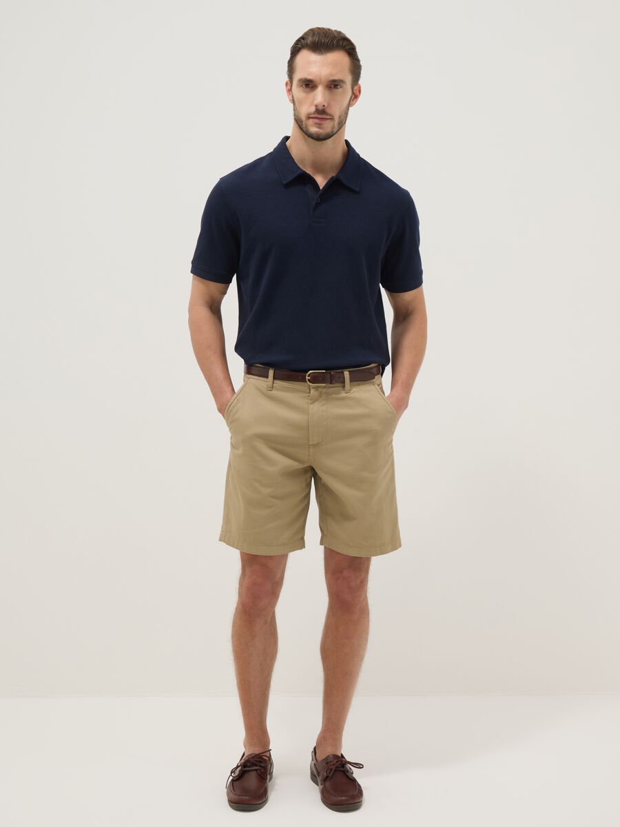 Beige regular-fit pure cotton chino shorts_0