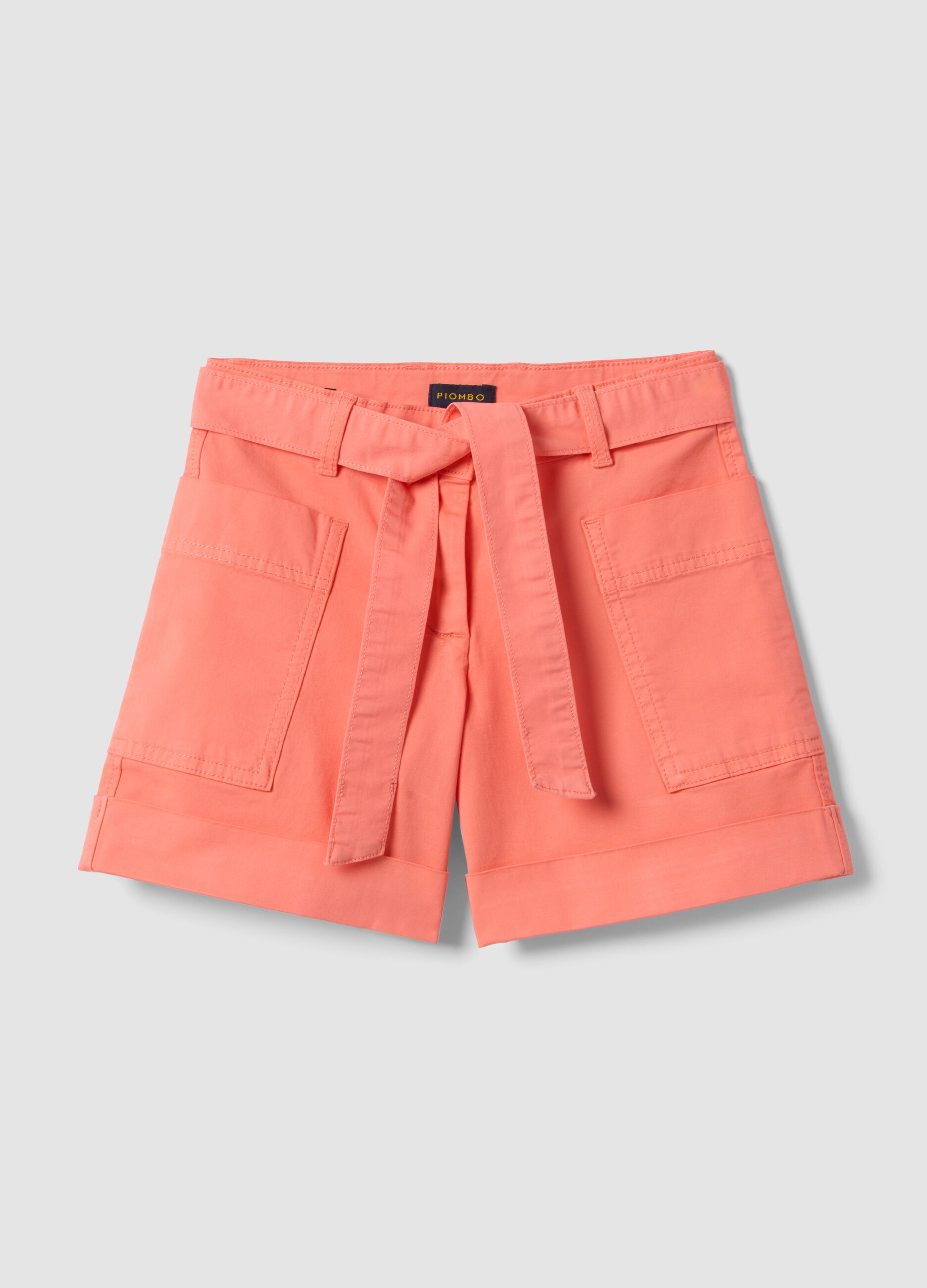 Regular fit pink stretch cotton shorts for girls