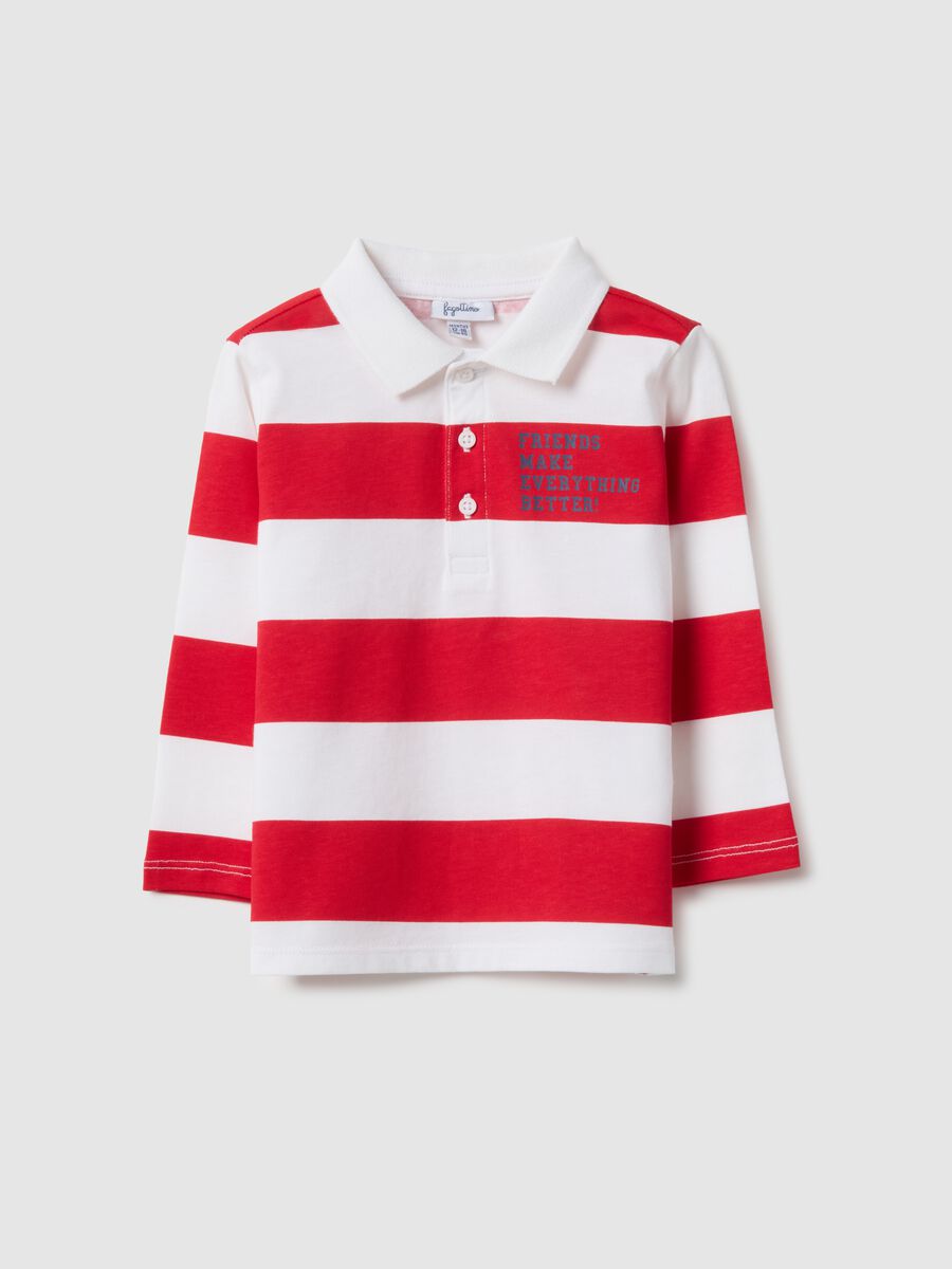 Polo a righe multicolor in puro cotone per bimbo regular fit_0