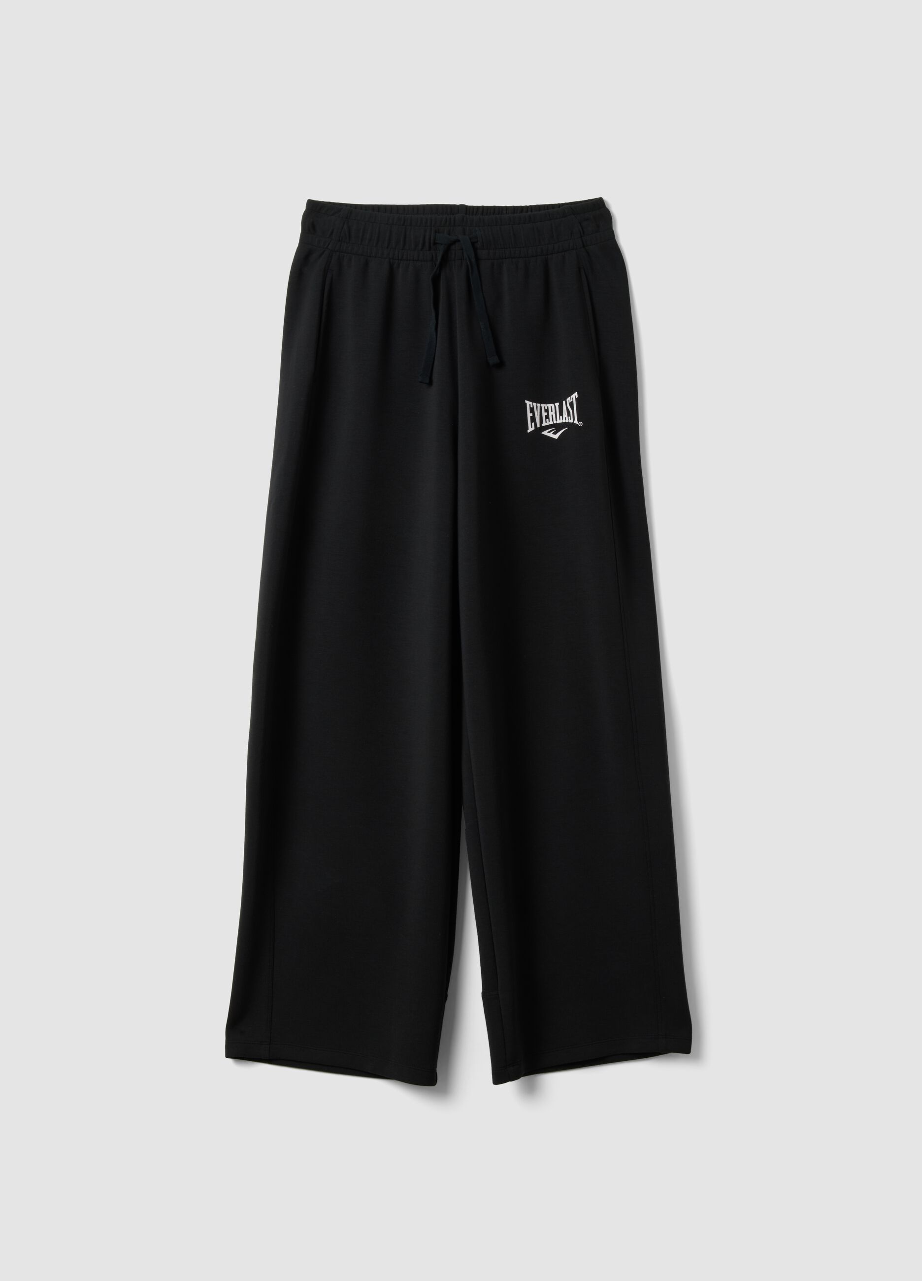 Black regular-fit stretch viscose jersey trousers