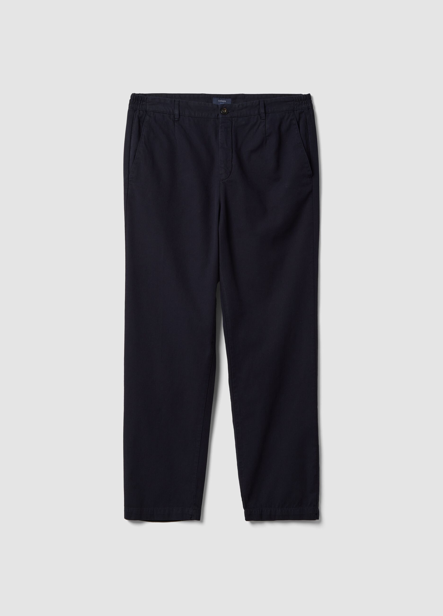 Black pure cotton carrot-fit chino trousers