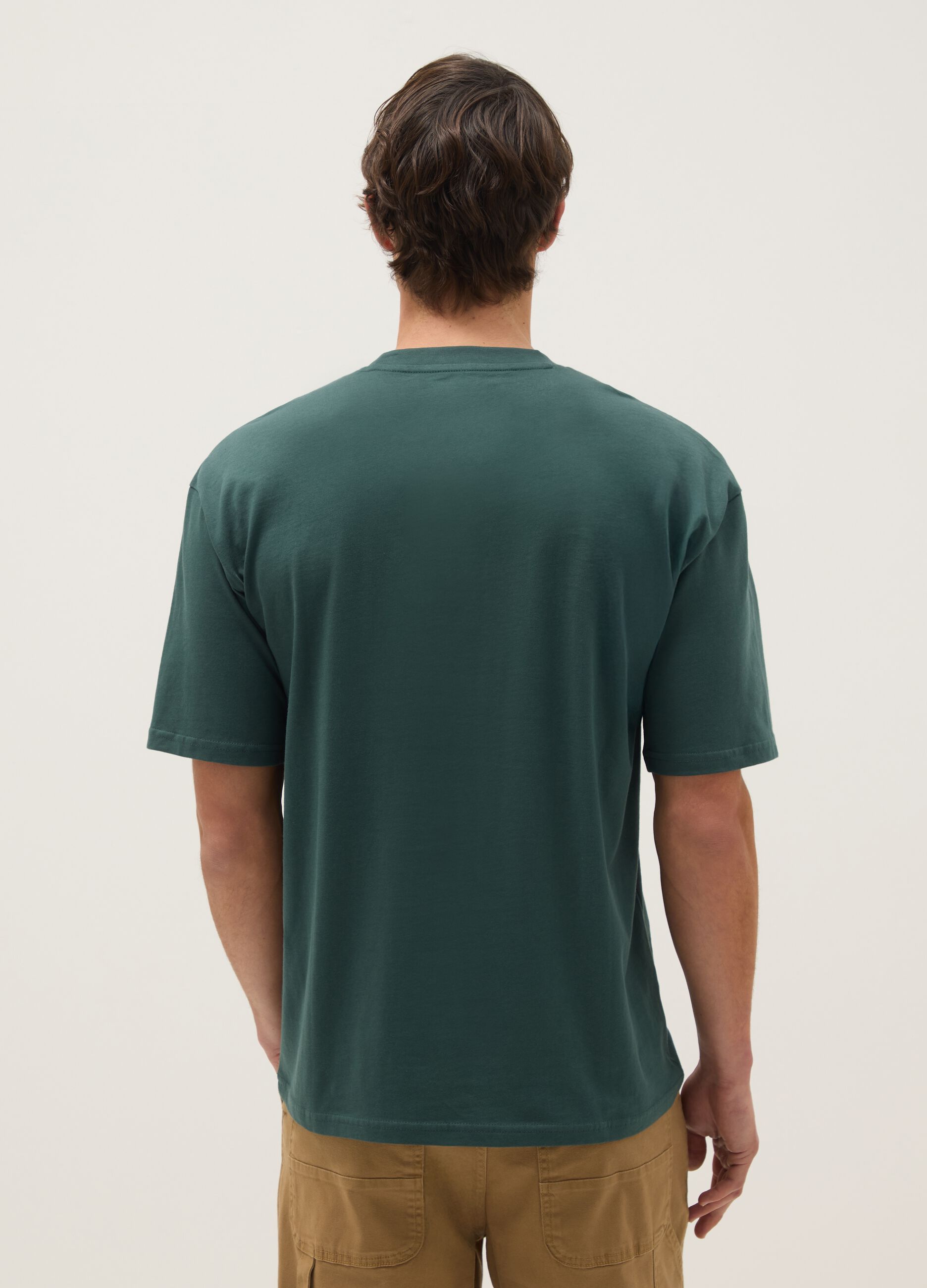 Green pure cotton relaxed fit t-shirt