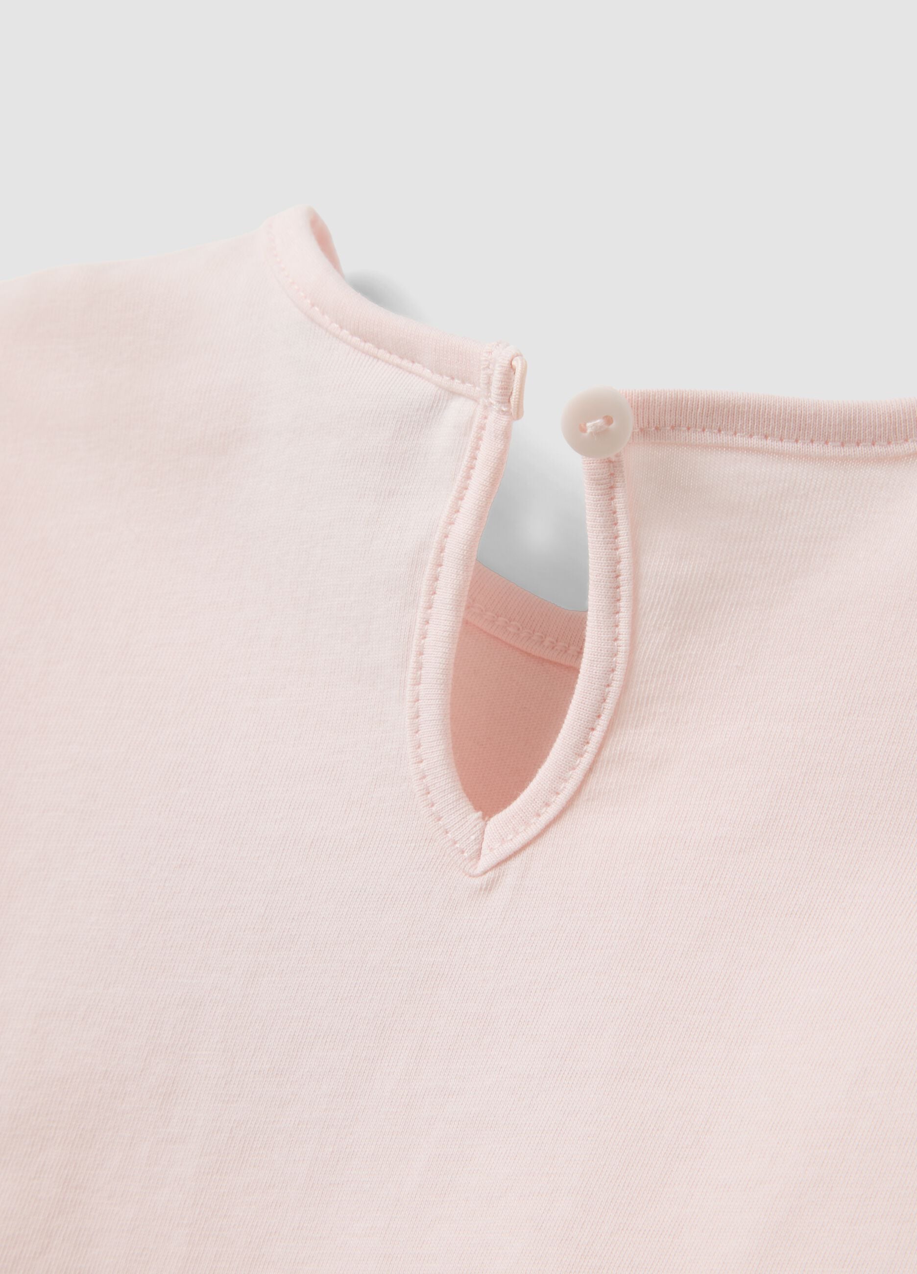 Pink organic cotton and viscose blend T-shirt with cute animals for baby girl