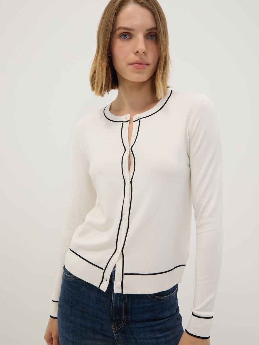 White stretch viscose regular-fit cardigan_2