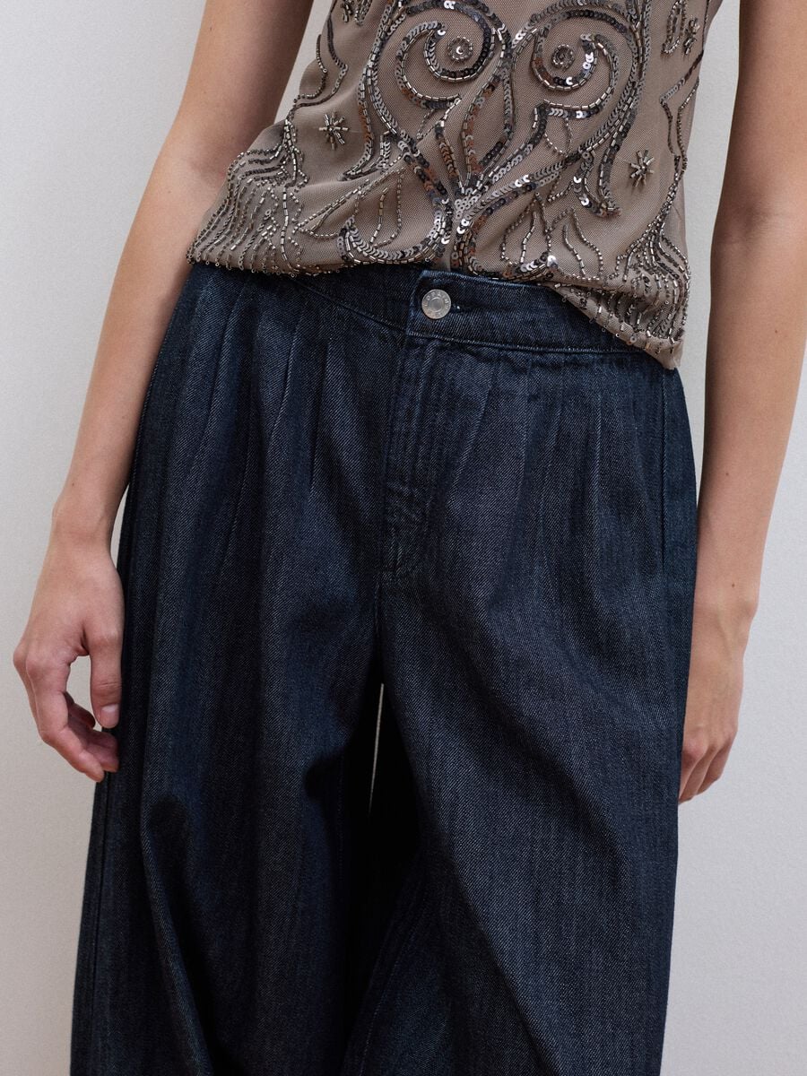 Jeans denim blu in puro cotone balloon fit_3