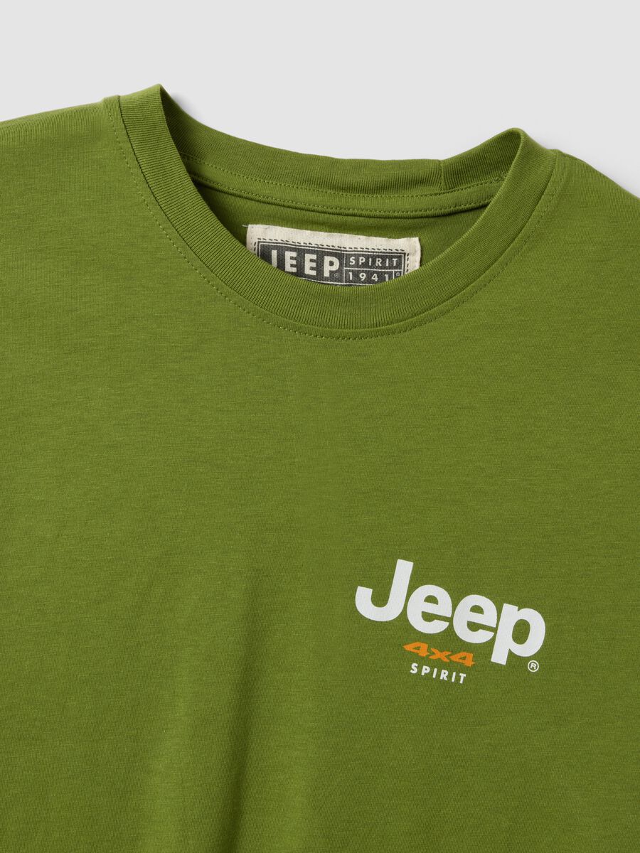 T-shirt in puro cotone verde regular fit con stampa_5