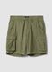 Green regular-fit pure cotton cargo shorts_4