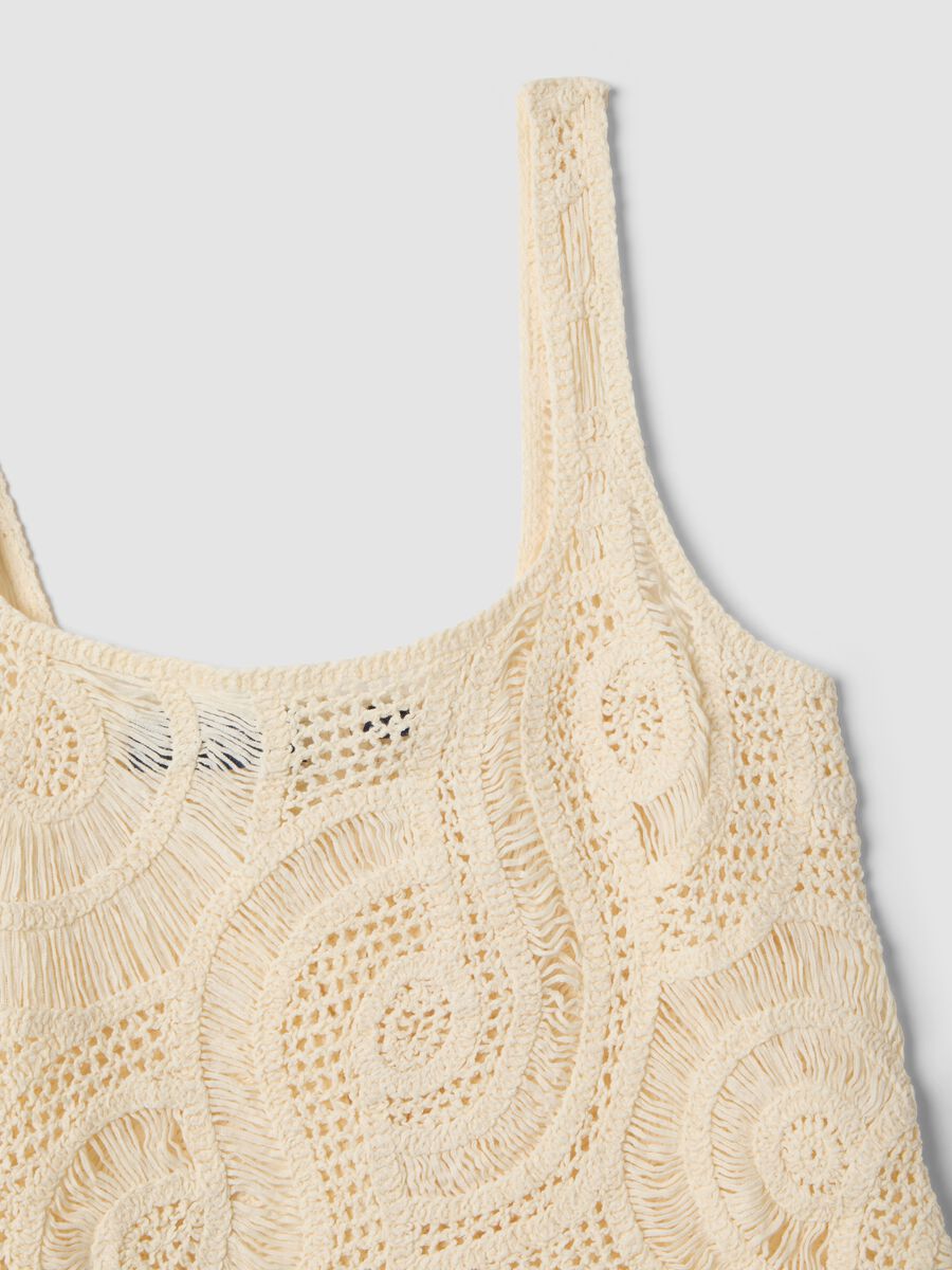 Tank top beige in misto cotone crochet regular fit_5