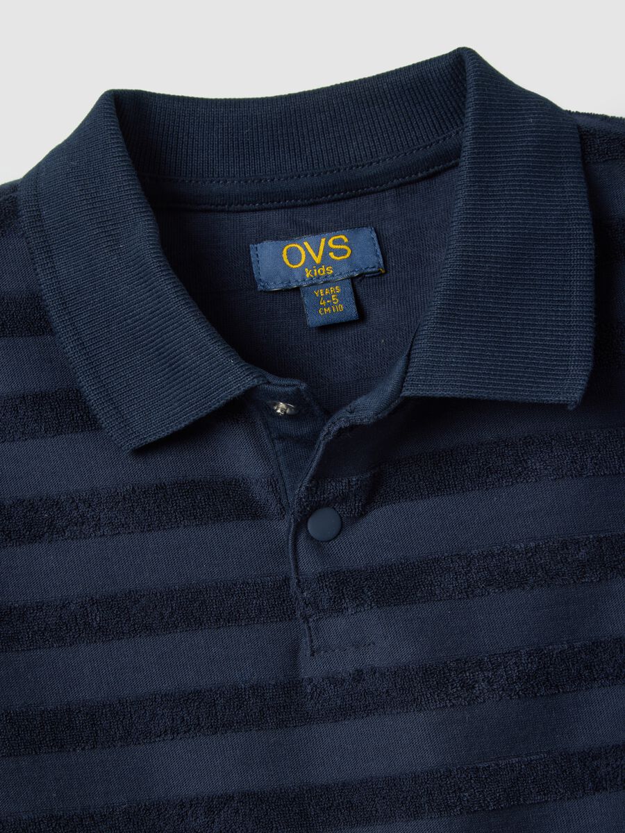 Polo in puro cotone a righe blu regular fit per bambino_3