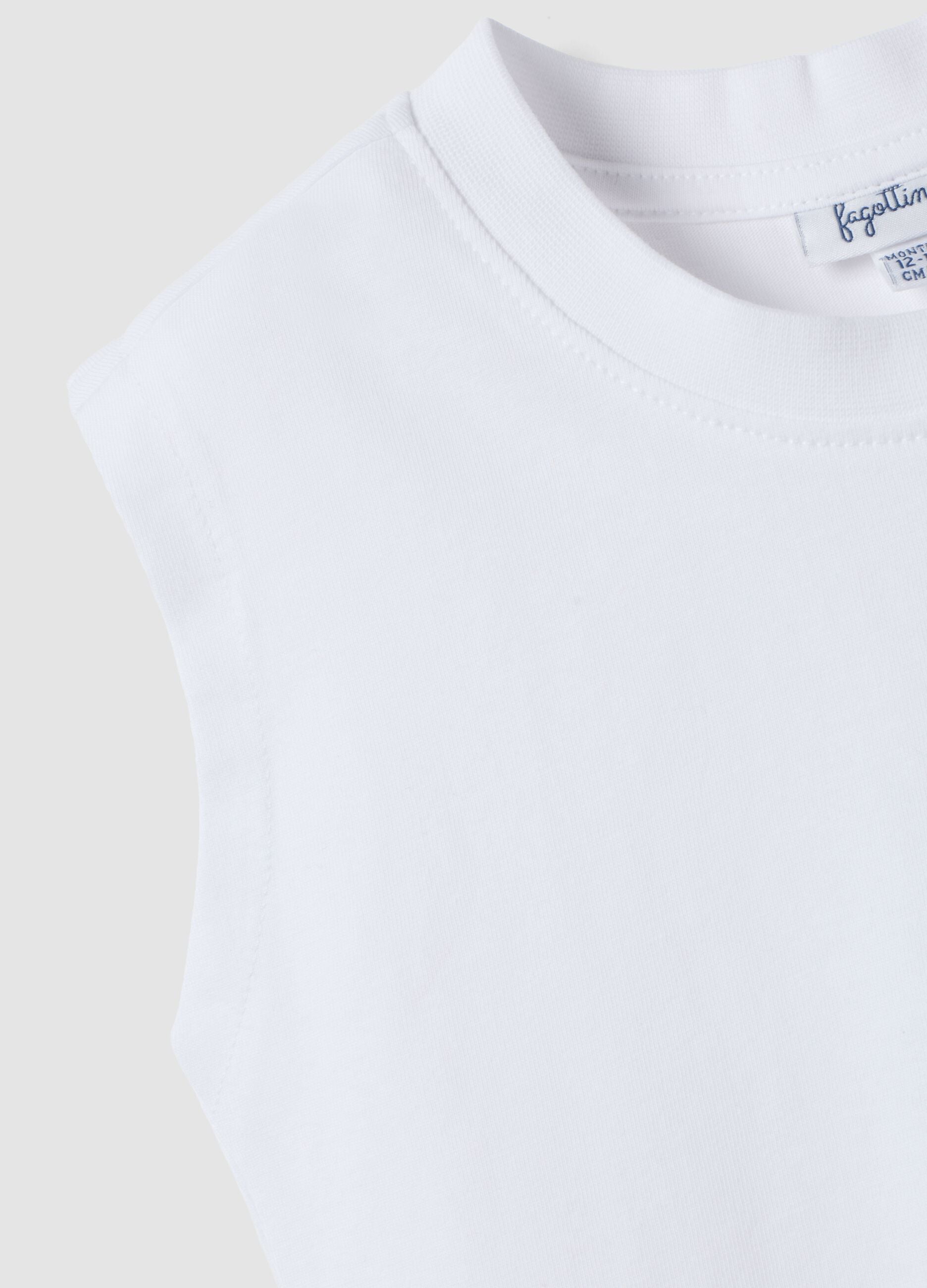 White organic cotton printed tank top