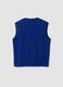 Blue pure wool gilet with deep V-neck_6