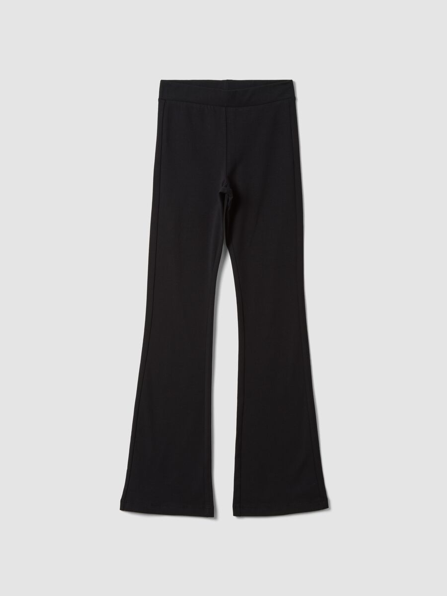 Girls' black flared leggings in stretch organic cotton_3