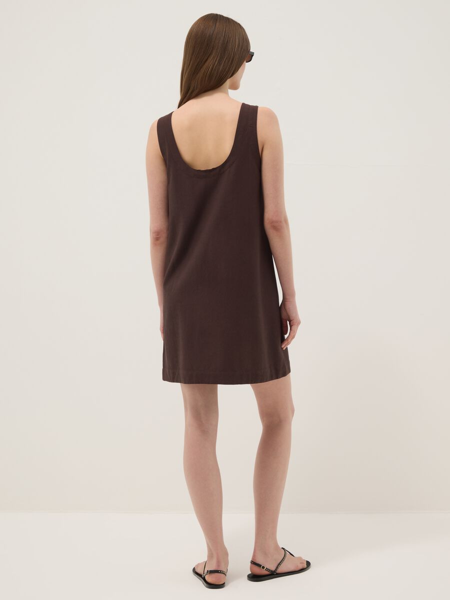 Brown regular-fit dress in a viscose, cotton and linen blend_2