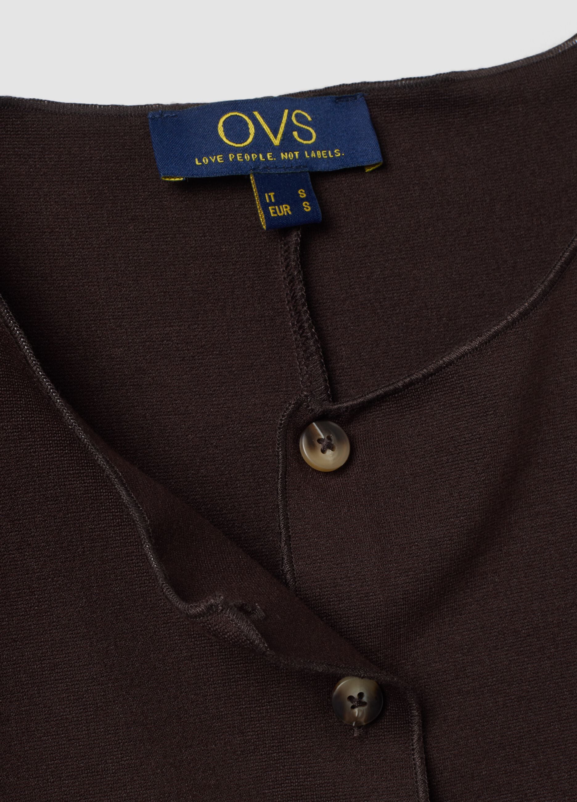 Brown Milano-knit waistcoat in stretch viscose, regular fit