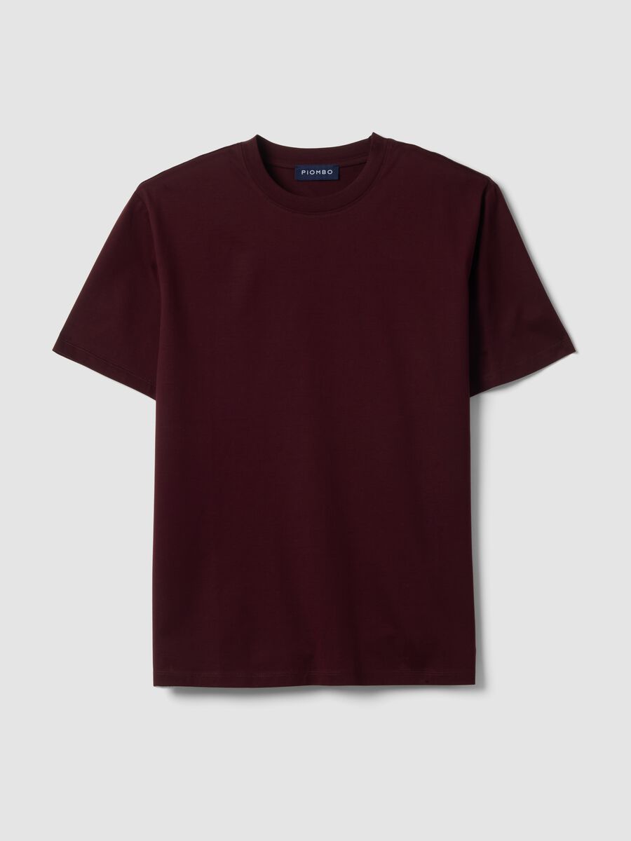 Red pure cotton jersey T-shirt with crew neck and relaxed fit_0