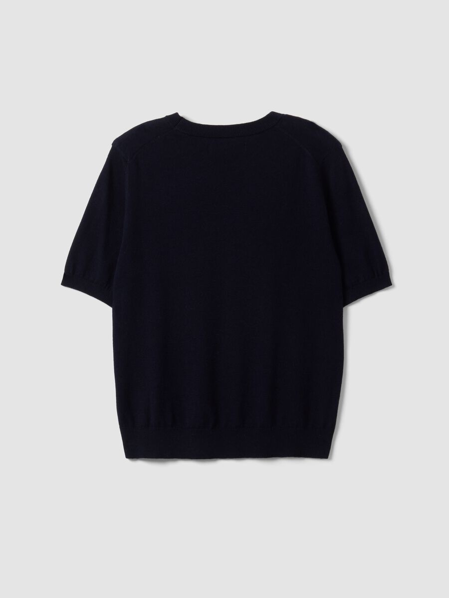 Navy wool-blend crew-neck short-sleeve jumper, regular fit_6