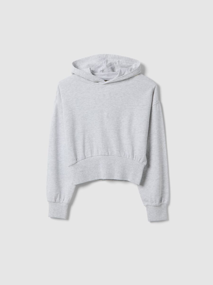 Grey pure cotton hoodie for girls with relaxed fit_3