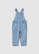Pure cotton regular fit baby dungarees with blue stripes_0
