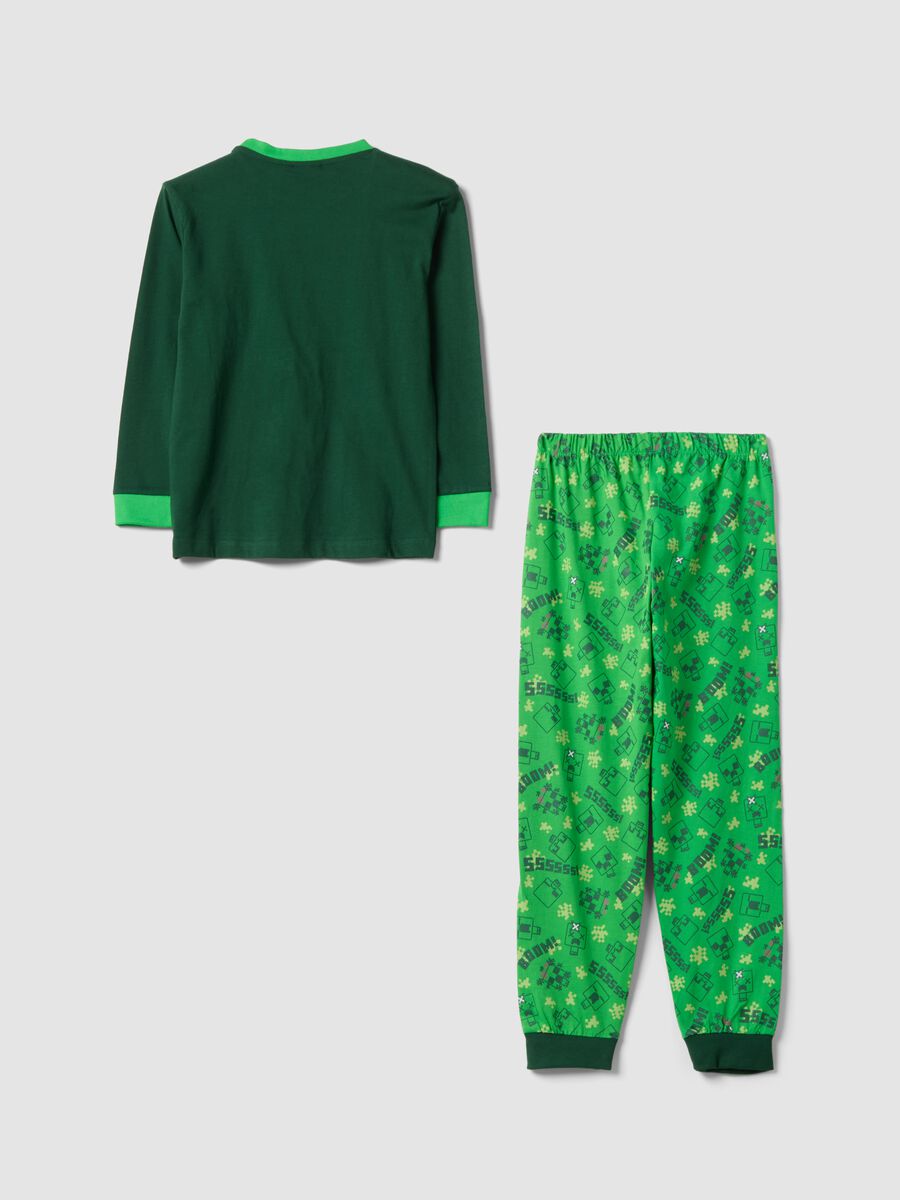 Green Minecraft print pyjamas in pure organic cotton for boys_1
