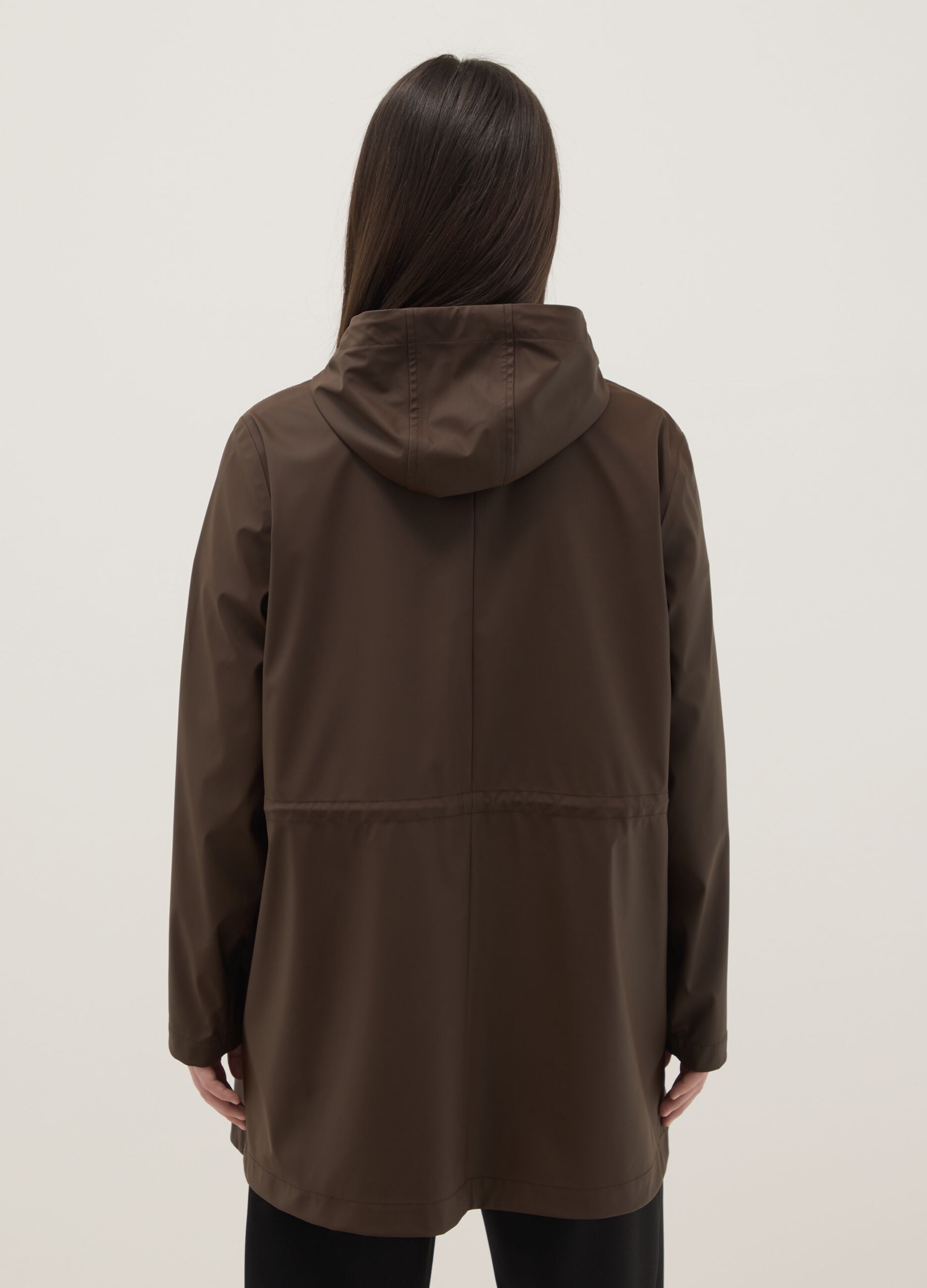 Brown rain jacket regular fit with hood
