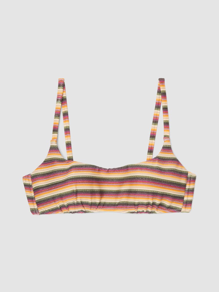 Multicoloured striped stretch-fabric bralette bikini top_4