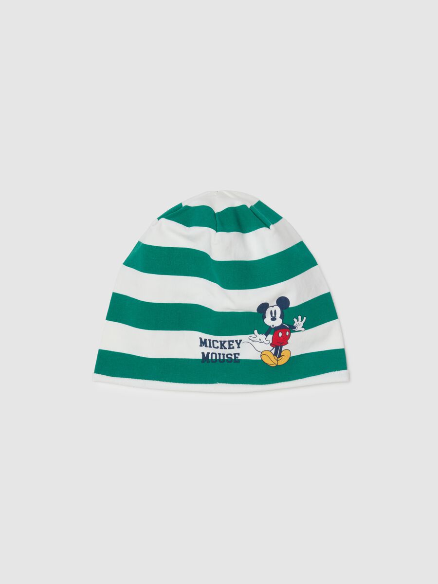 Cappello in cotone elasticizzato a righe multicolor da bimbo con stampa_0