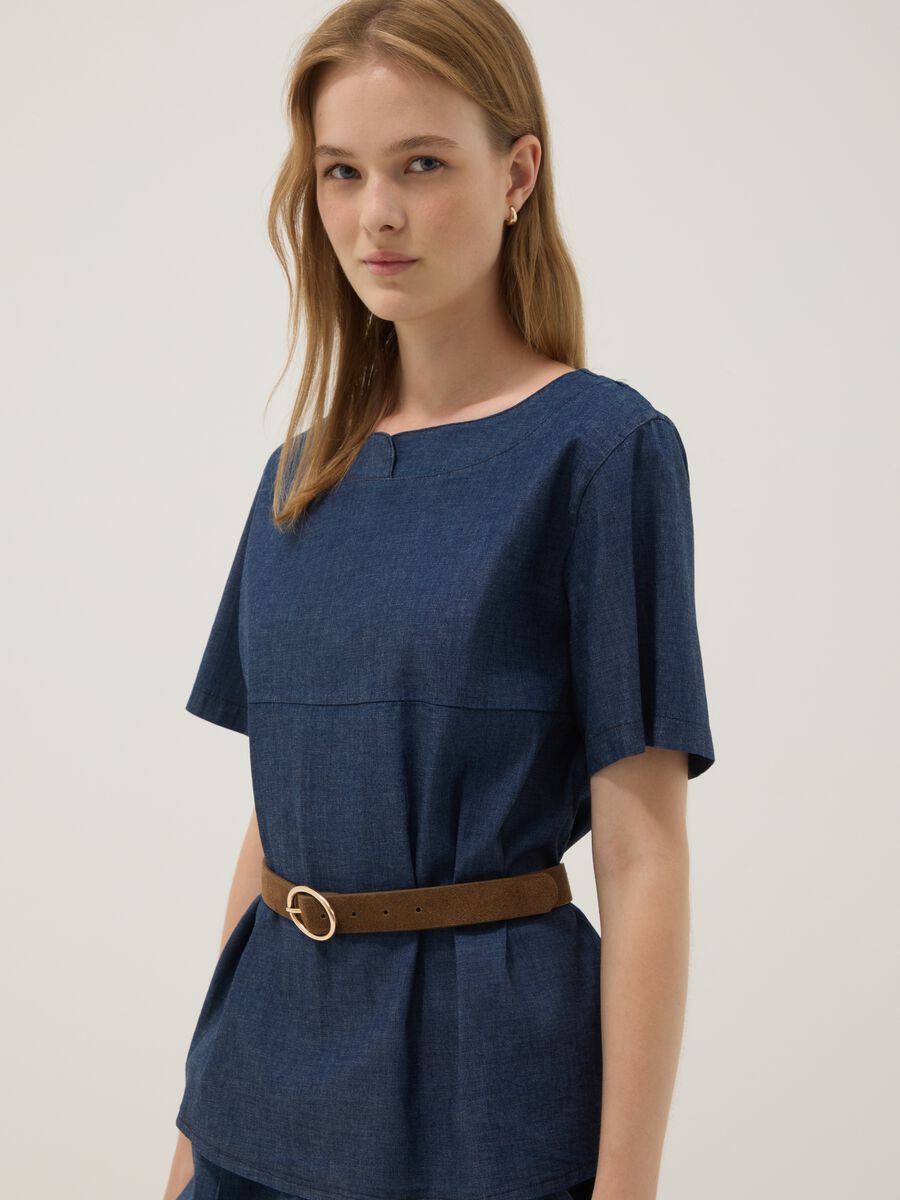 Blue stretch cotton blouse_1