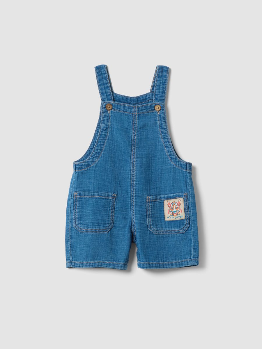 Salopette corta blu in puro cotone per bimbo regular fit_0