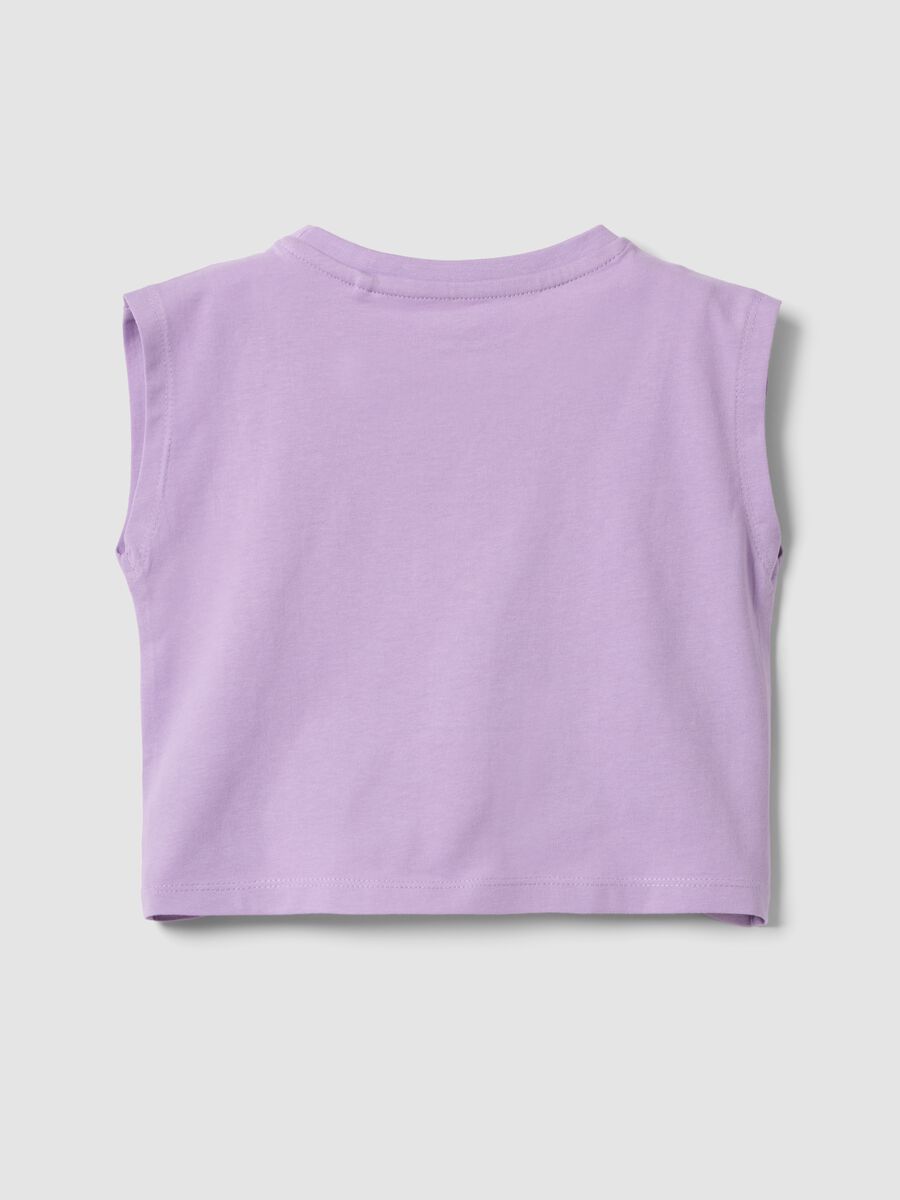 Purple pure cotton tank top with tropical print_1