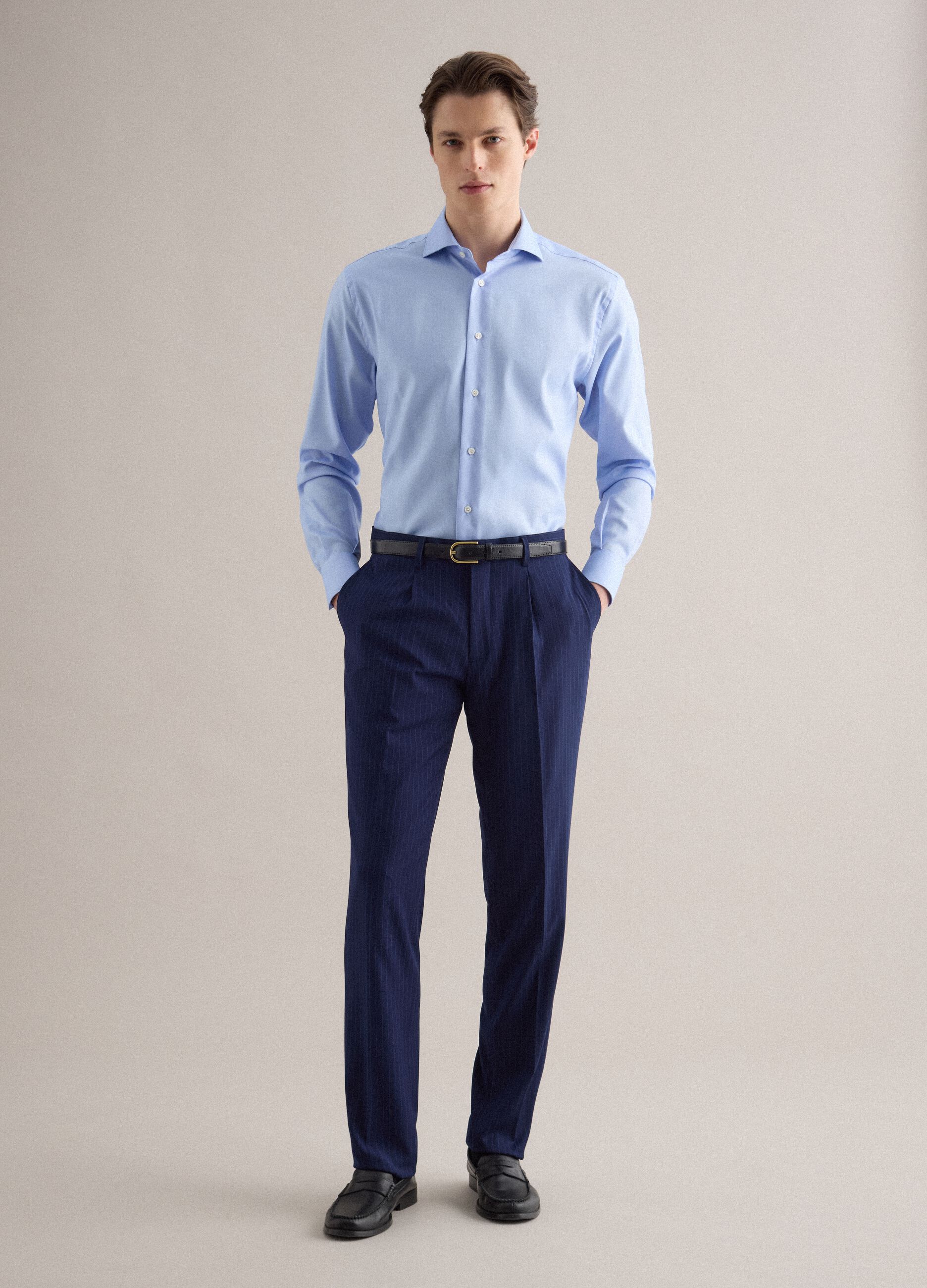 Camicia in puro cotone azzurra regular fit