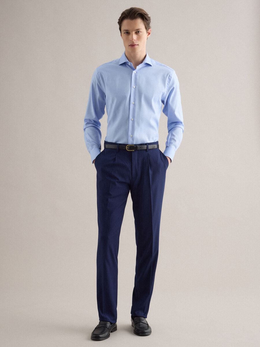 Camicia in puro cotone azzurra regular fit_1