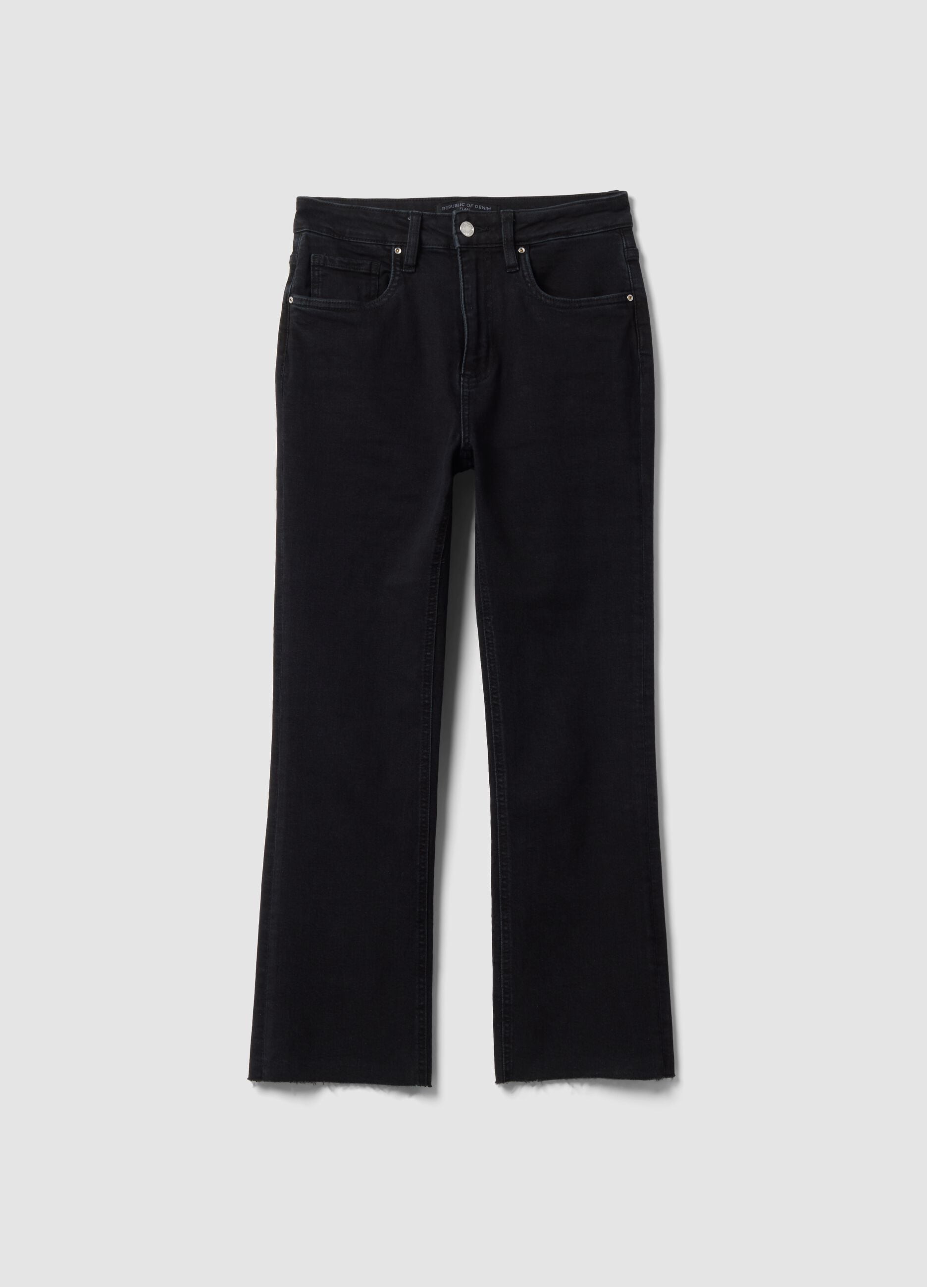 Black stretch-cotton denim flare-fit jeans