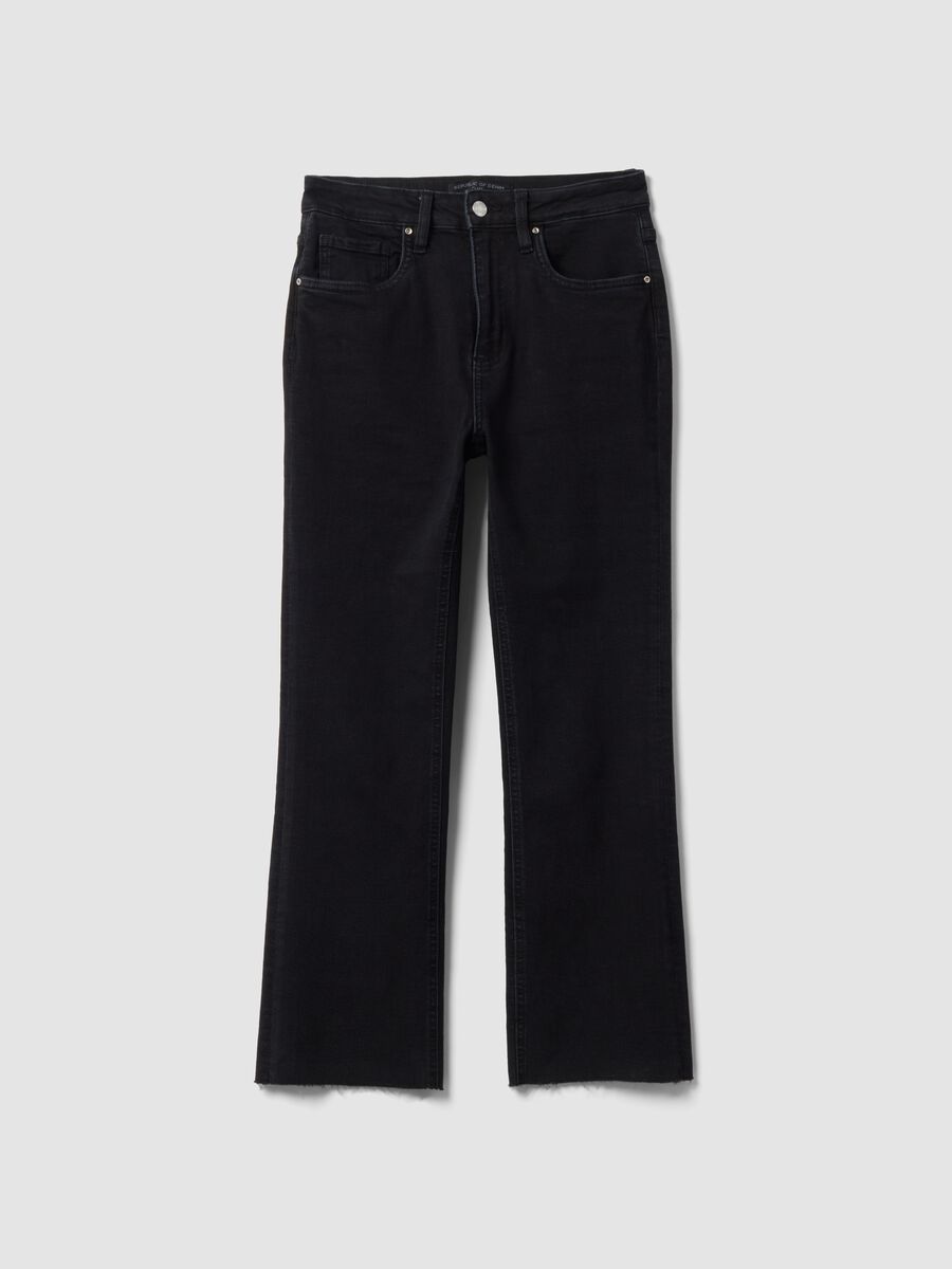 Black stretch-cotton denim flare-fit jeans_4