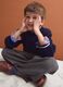 Blue pure cotton cable-knit oversized jumper for boys_0