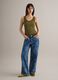 Green stretch cotton regular fit tank top_1
