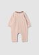 Pink organic cotton sleepsuit with ruffled collar and Minnie embroidery_1