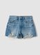 Light blue pure cotton denim shorts_4