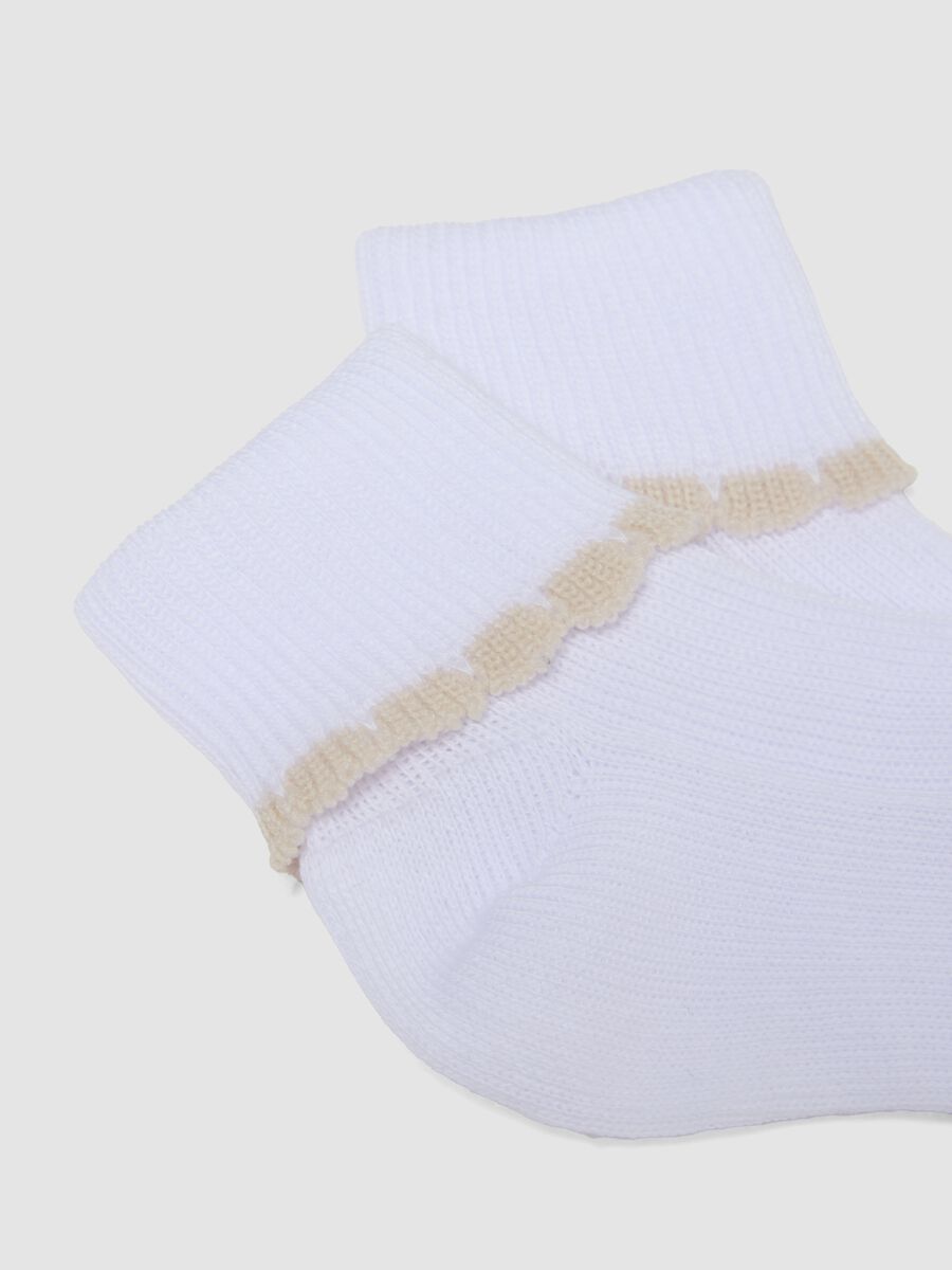 Two-pack newborn white short cotton blend socks regular fit_2