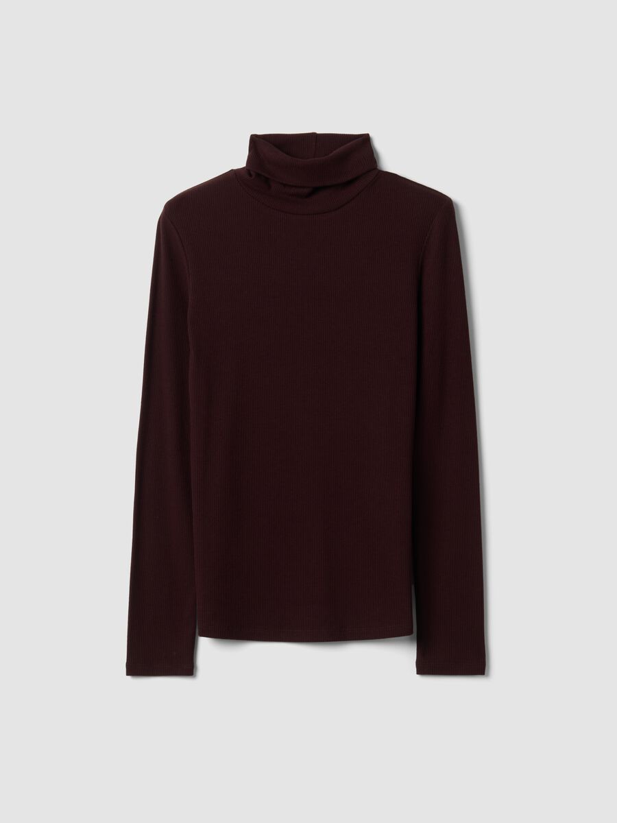 Maglia viola in viscosa elasticizzata a girocollo regular fit_0