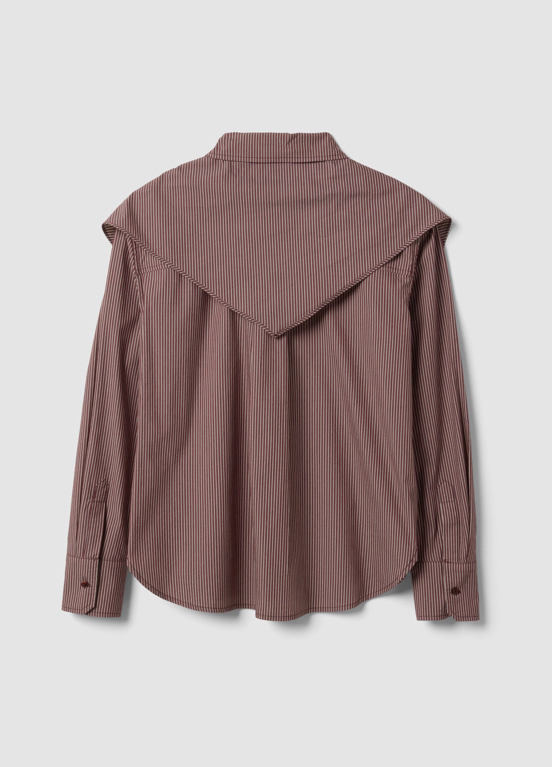 Multicolour stretch-cotton shirt with scarf collar