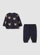 Black 100% cotton baby set with teddy bear top and trousers_0