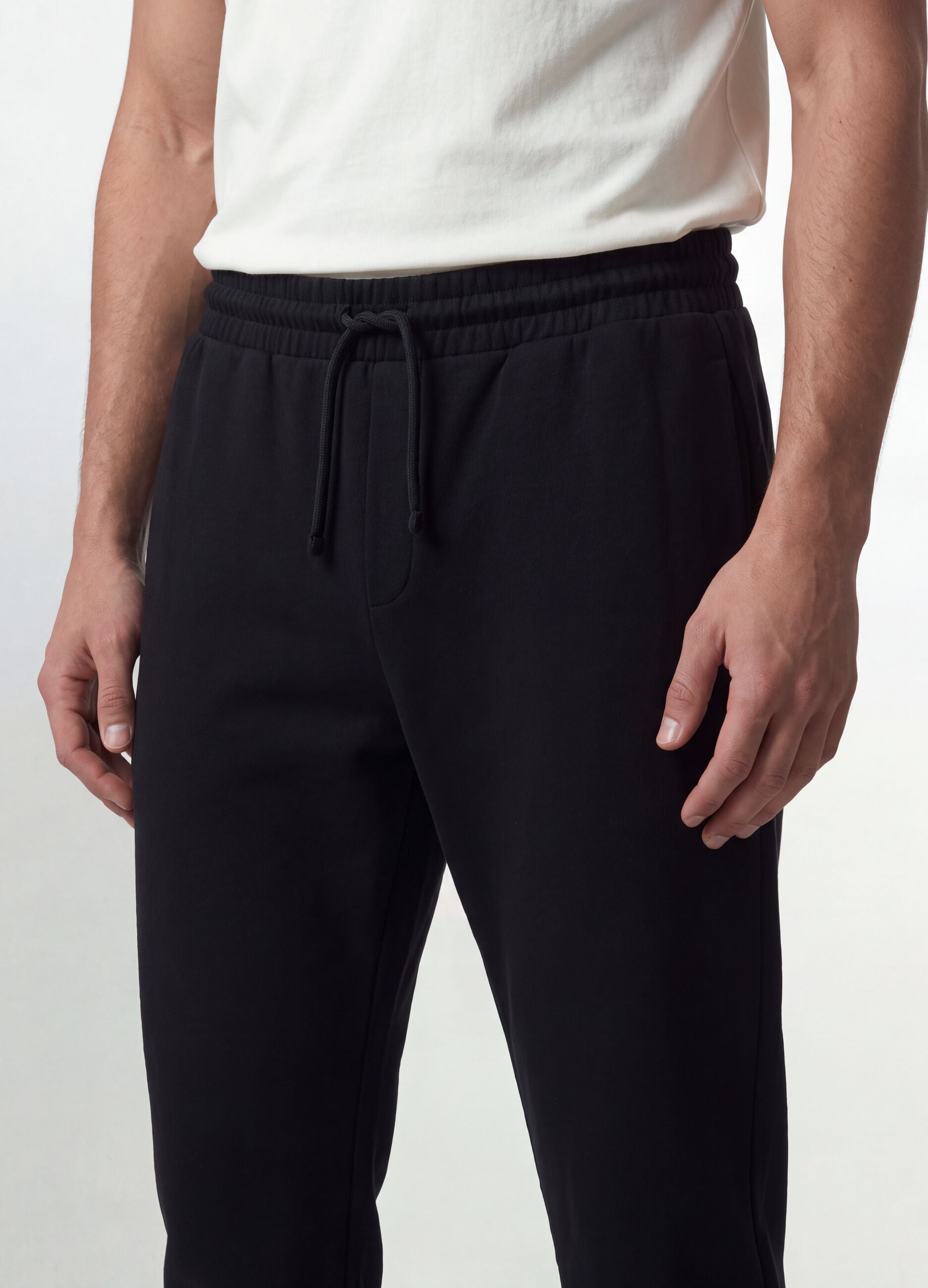 Black cotton-blend jogger trousers, regular fit