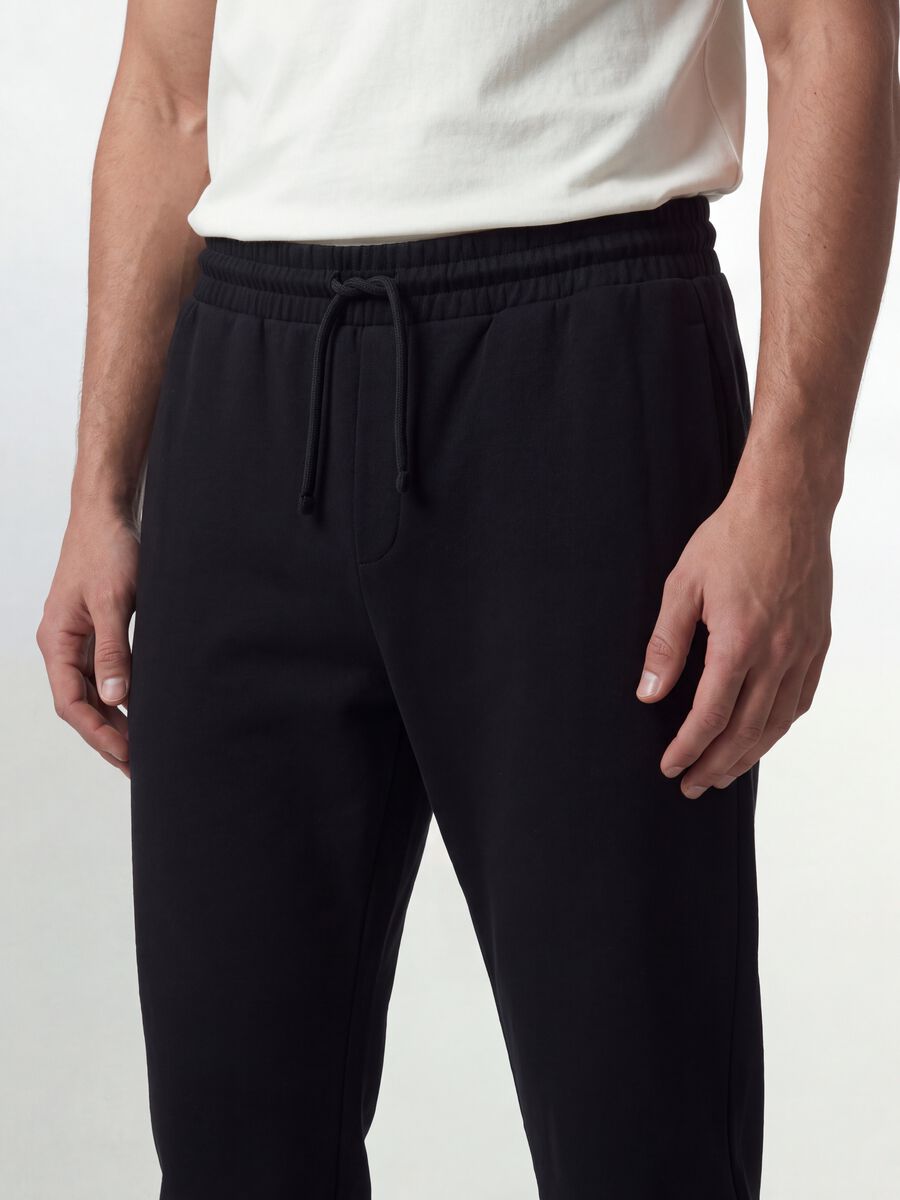 Pantaloni jogger neri in misto cotone regular fit_3
