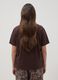 Brown pure cotton regular fit t-shirt with applied flower_2