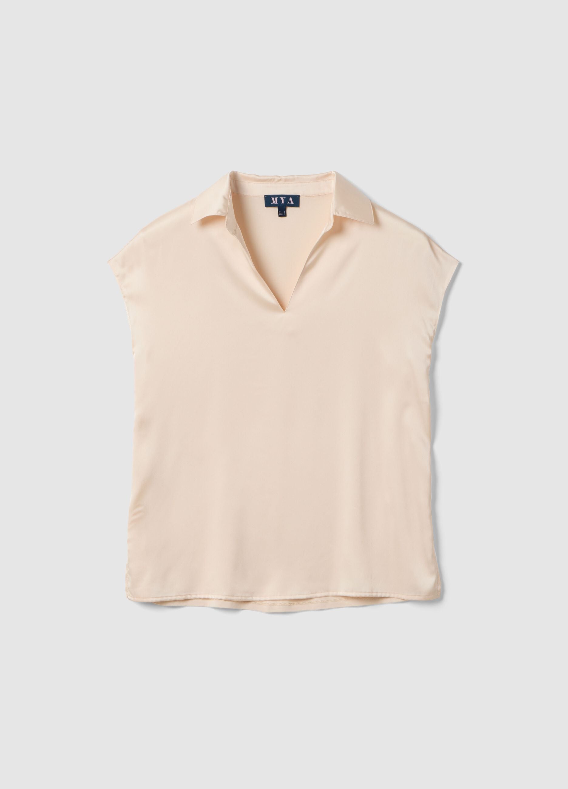 Beige short-sleeve polo collar regular fit t-shirt