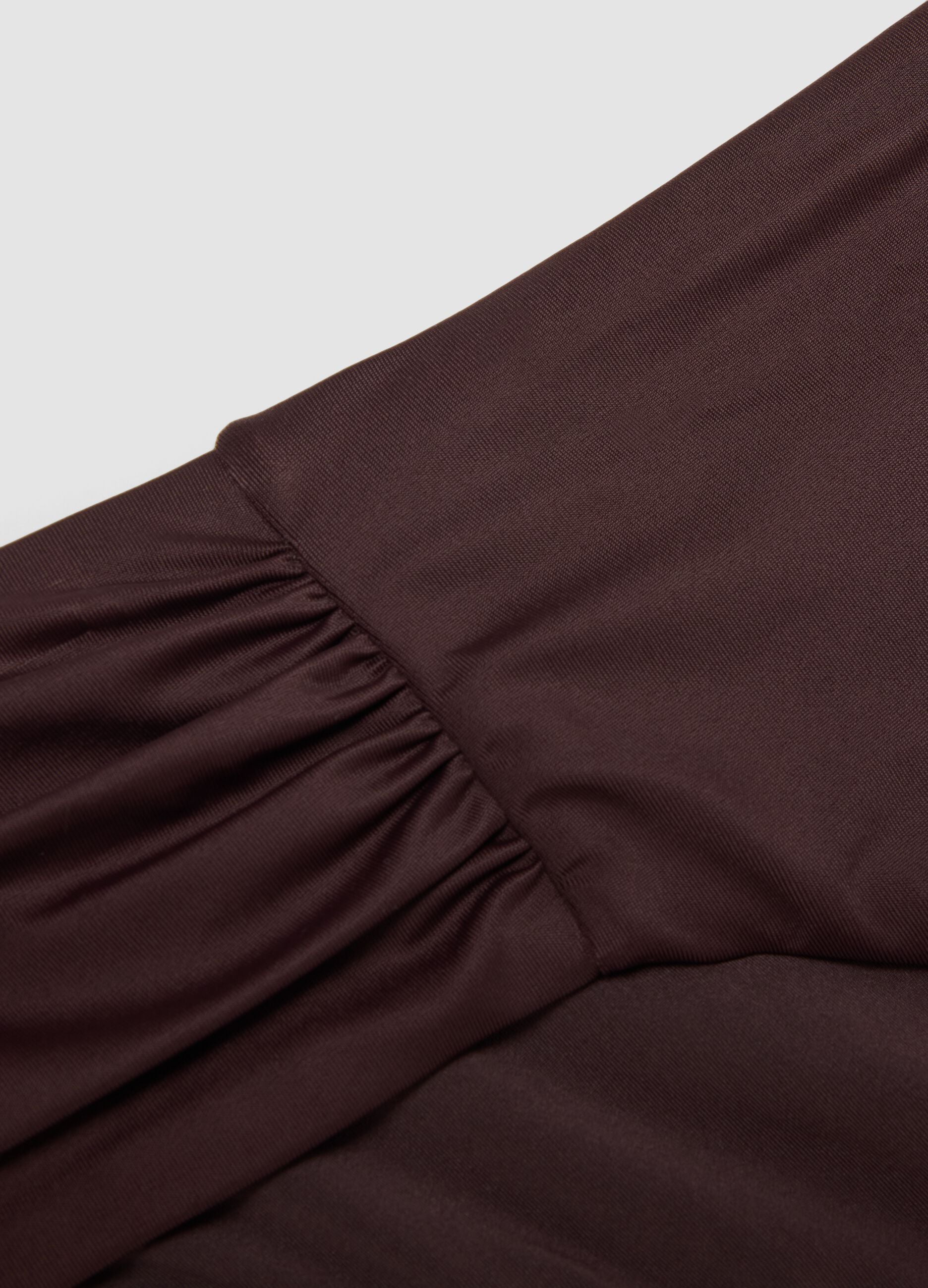Brown stretch swim briefs with side ruching