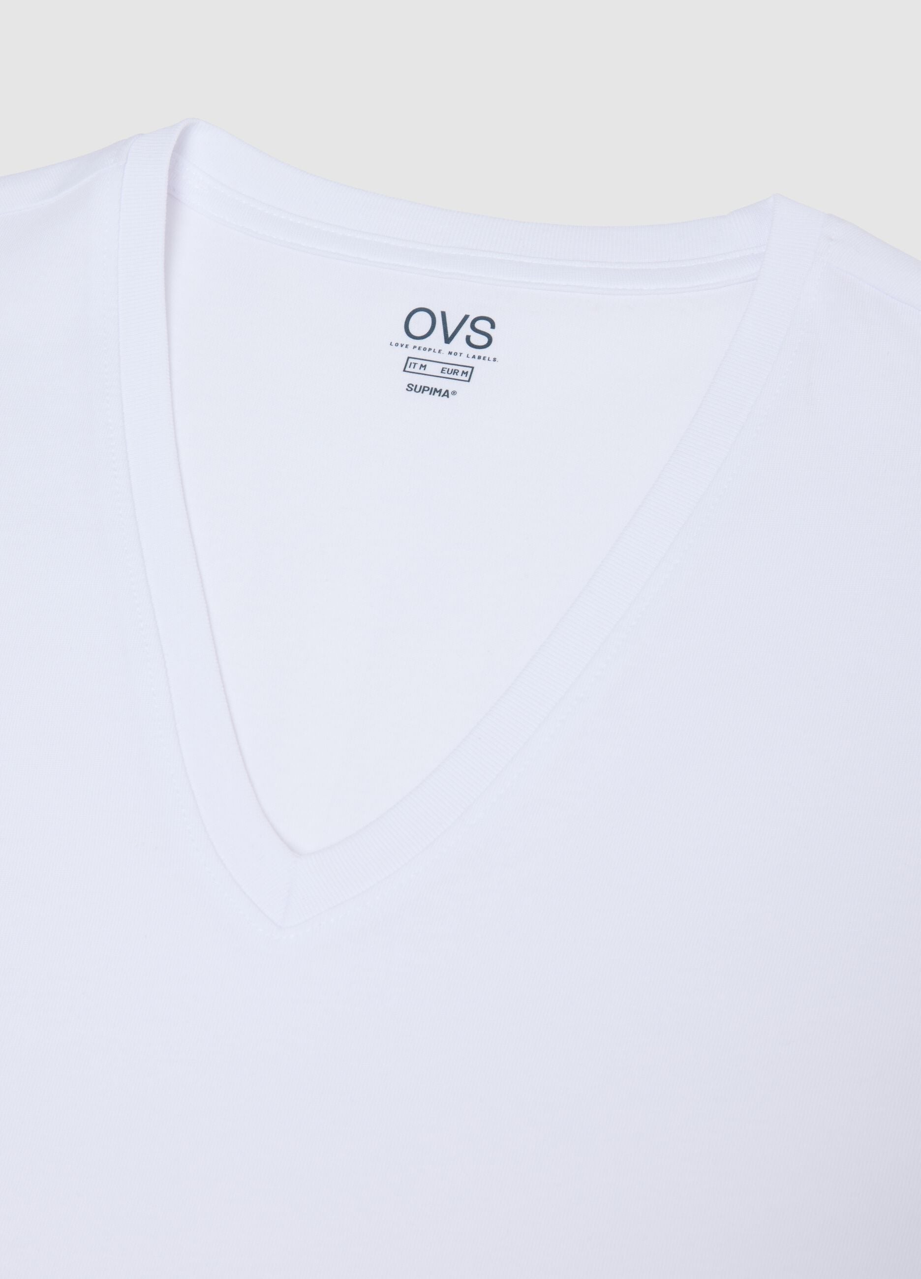 Pure cotton white V-neck regular fit T-shirt