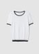 White viscose blend regular fit t-shirt with contrast collar_4